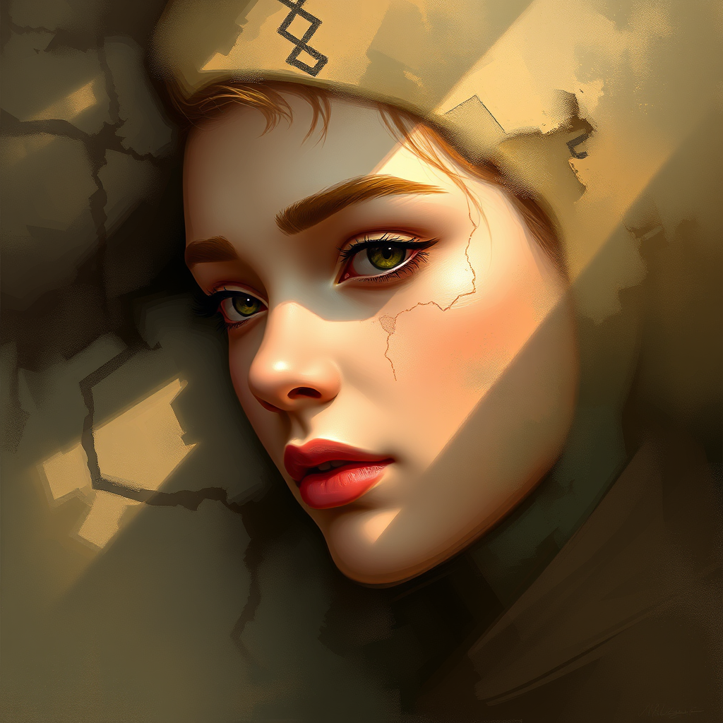 Técnicas de pintura digital con pinceles y texturas aplicadas en una ilustración artística contemporánea